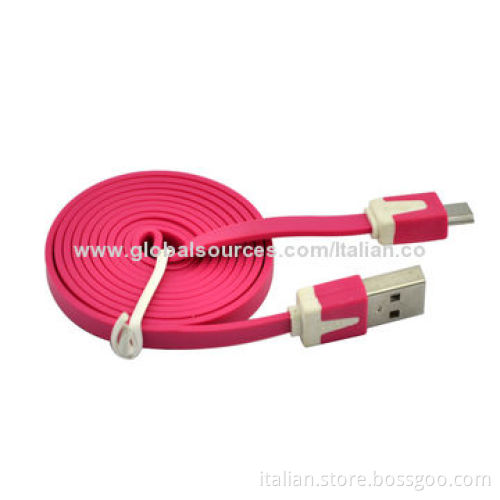 10 Colors Noodle-shaped Micro USB Cable for Samsung Galaxy, RIM's BlackBerry and More, Easy to Use